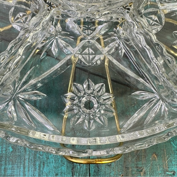 MCM Anchor Hocking Prescut Star of David 9 Piece Glass Lazy Susan - Picture 7 of 9